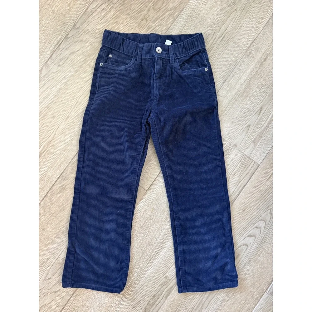 The Childrens Place Boys Dark Blue Corduroy Pants Straight Size 7 Elastic back